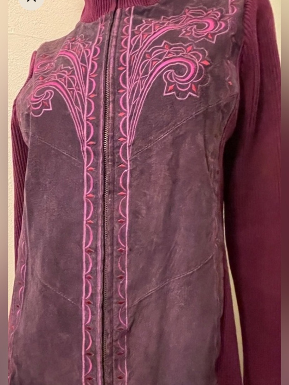 Bob Mackie Vintage Suede Western Style Jacket with Embroidered Detail!